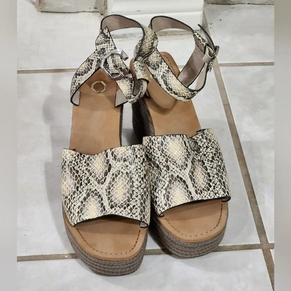 Louise Et Cie Paley Snakeskin Platform Wedge‎ Espadrille Sandals size 42 10 us